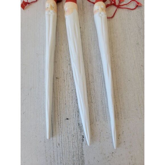 Rustic Twisted Santa Claus face sickle long ornament Xmas set - Picture 3 of 7